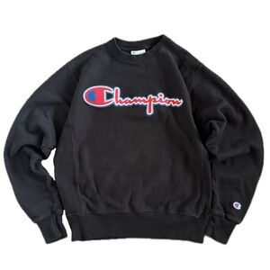 Retro-Style Champion Crewneck Black Small